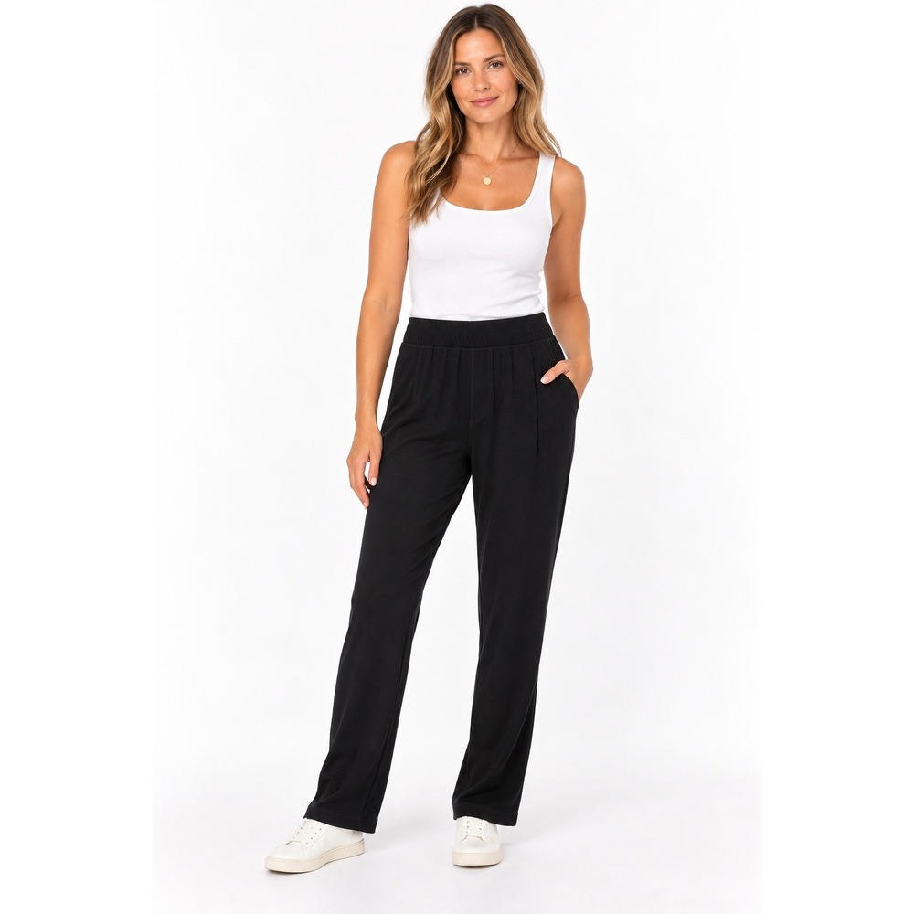 Bleusalt Malibu Modal Sweatpants Straight Leg Elastic Waist Black Minimalist 0